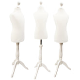 Children Kids Age 5-6 Years Tailors Dummy Mannequin, White Torso Bust with a White Wood Tripod Stand